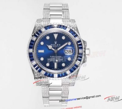 Rolex Submariner Super Clone Blue Dial Diamond Bezel Oyster Band 2836 Watch